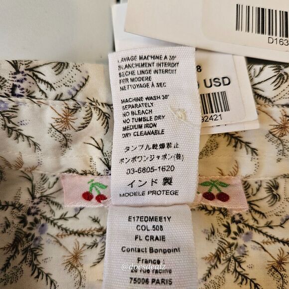 Bonpoint Edmee Blouse Floral Cream Women's Size XS - Picture 5 of 5